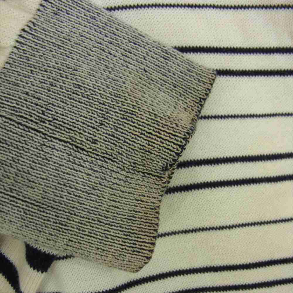 MAISON MARGIELA メゾンマルジェラ 15SS  10ライン レザー エルボーパッチ マルチボーダー コットン ニット ブラック系 ホワイト系 M【中古】