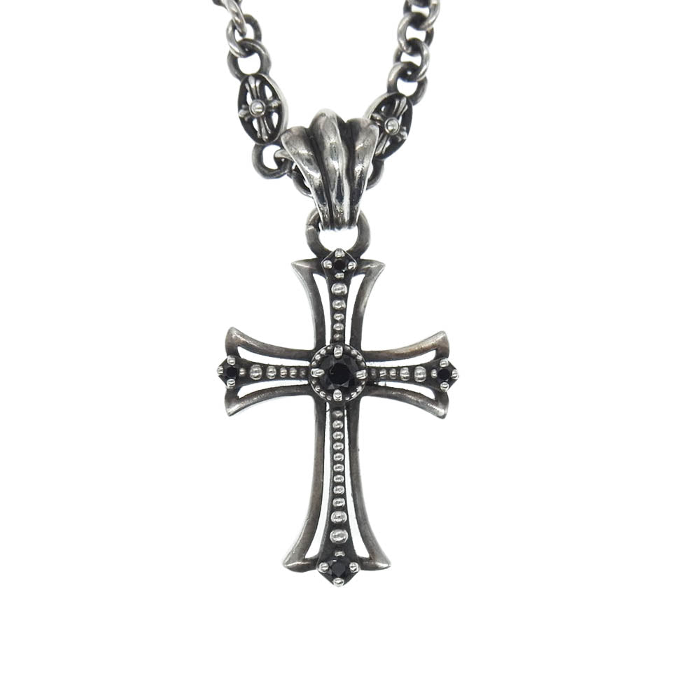 LION HEART ライオンハート クロス ネックレス 石付 ペンダント クロスチェーン セット SV925 シルバー系【中古】