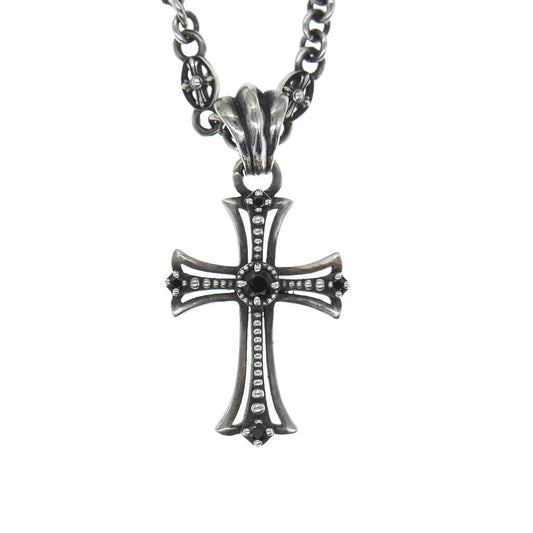 LION HEART ライオンハート クロス ネックレス 石付 ペンダント クロスチェーン セット SV925 シルバー系【中古】