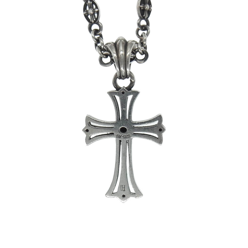 LION HEART ライオンハート クロス ネックレス 石付 ペンダント クロスチェーン セット SV925 シルバー系【中古】