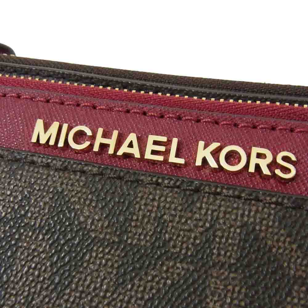 Michael Kors マイケルコース 35H7GTVM3B ロゴ 総柄 斜め掛け ショルダーバッグ ブラウン系 ワインレッド系【中古】