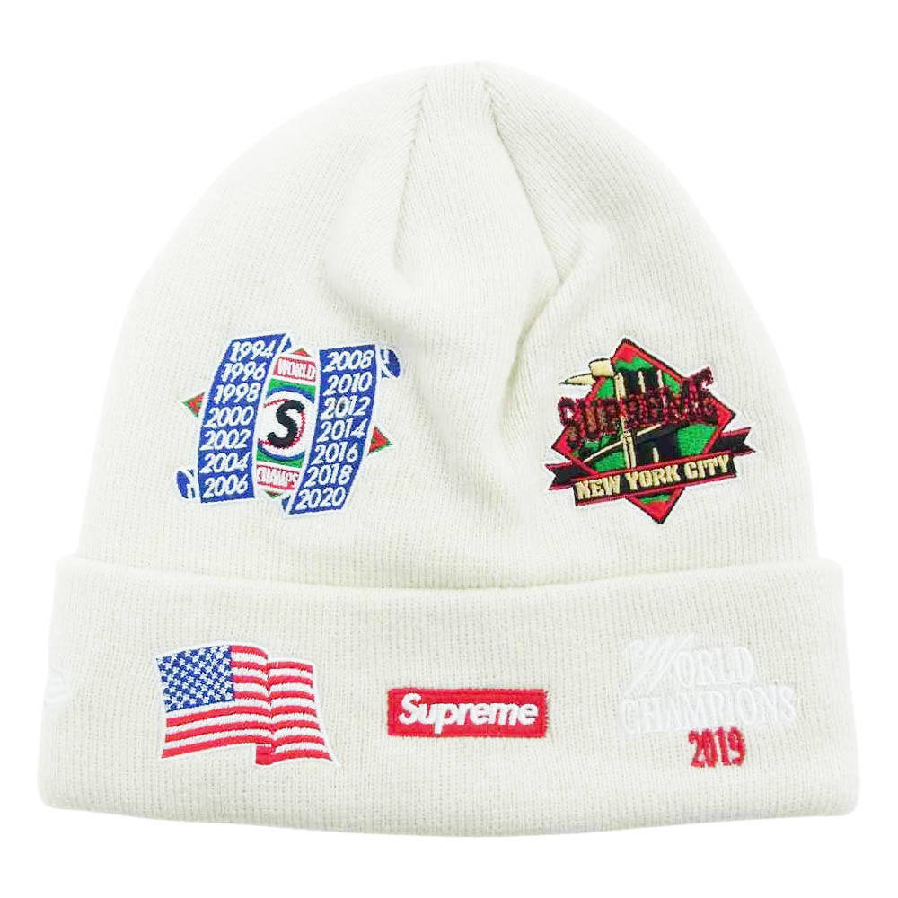 Supreme シュプリーム 19AW × New Era ニュー エラ Championship Beanie チャンピオンシップ ビーニー ホワイト系【中古】