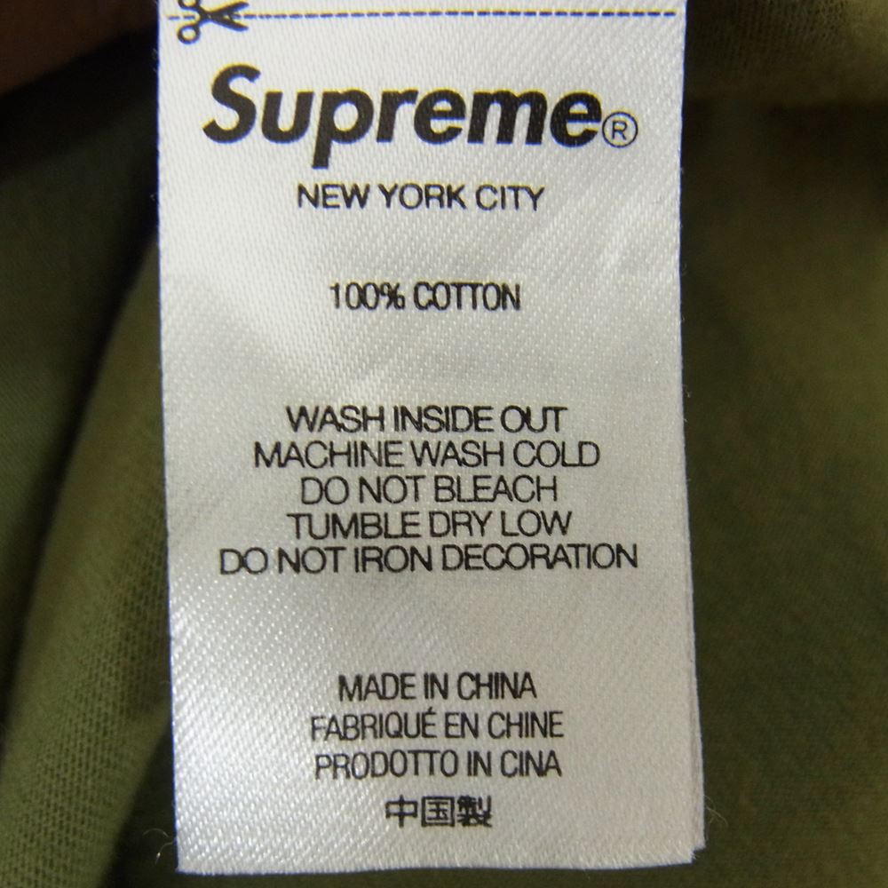 Supreme シュプリーム 21AW Plaid Sleeve L/S Top プレイド スリーブ 袖 チェック 切替 ロゴ プリント 長袖 Tシャツ カーキ系 XL【中古】