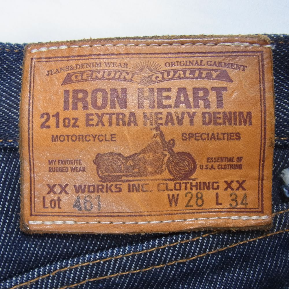 IRON HEART アイアンハート Lot461 21oz EXTRA HEAVY DENIM ブーツカット デニム パンツ インディゴブルー系 28【中古】