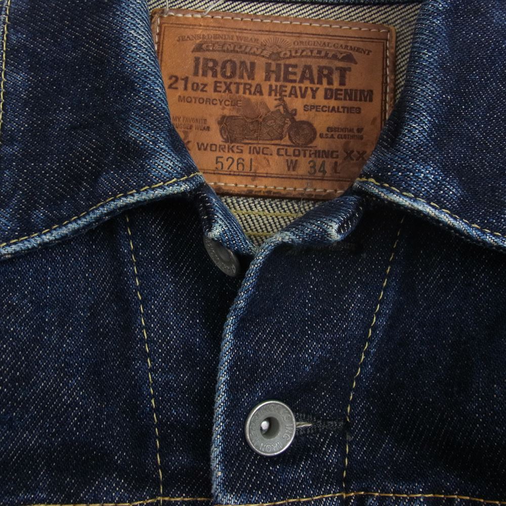 IRON HEART アイアンハート Lot 5261 EXTRA HEAVY DENIM デニムジャケット インディゴブルー系 34【中古】