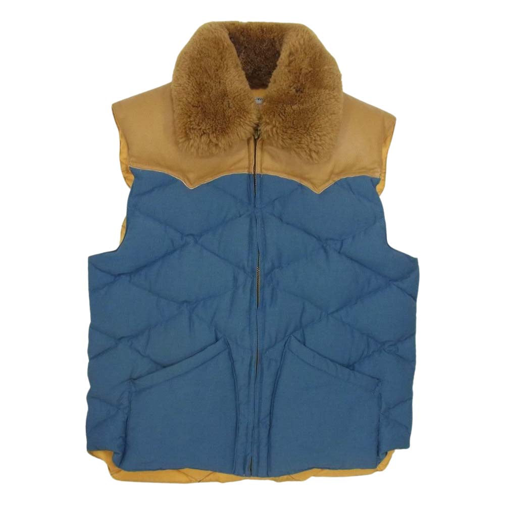 CUSHMAN クッシュマン ボア ダウンベスト レザー切替 ムートン ロクヨンクロス ブラウン系 ブルー系 4【中古】