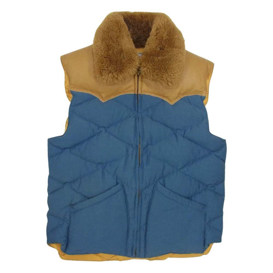 CUSHMAN クッシュマン ボア ダウンベスト レザー切替 ムートン ロクヨンクロス ブラウン系 ブルー系 4【中古】