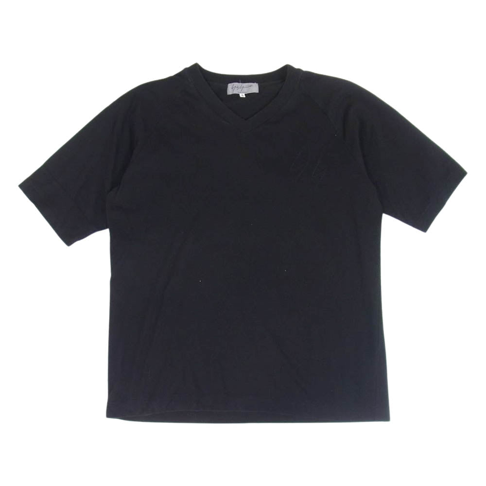 Yohji Yamamoto POUR HOMME ヨウジヤマモトプールオム 03SS HQ-T84-061 yy＆03刺繍 ラグランスリーブ Vネック 半袖カットソー ブラック系 3【中古】