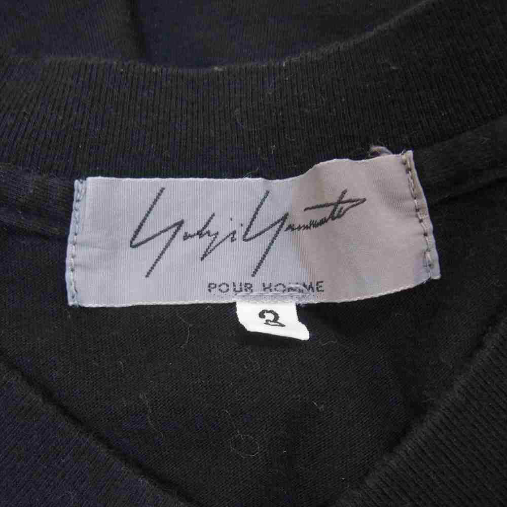 Yohji Yamamoto POUR HOMME ヨウジヤマモトプールオム 03SS HQ-T84-061 yy＆03刺繍 ラグランスリーブ Vネック 半袖カットソー ブラック系 3【中古】