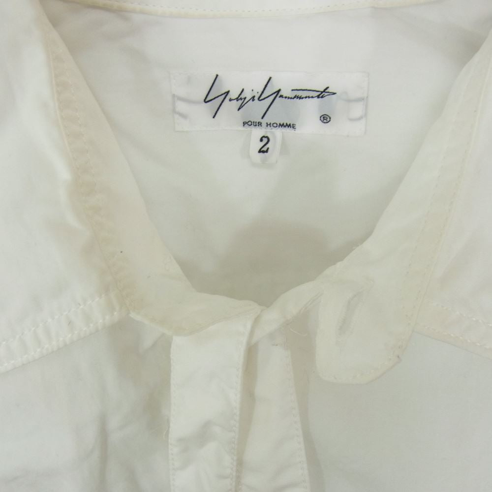 Yohji Yamamoto POUR HOMME ヨウジヤマモトプールオム 18AW HV-B06-001 右前切り替え 環縫い 長袖シャツ ホワイト系 2【中古】