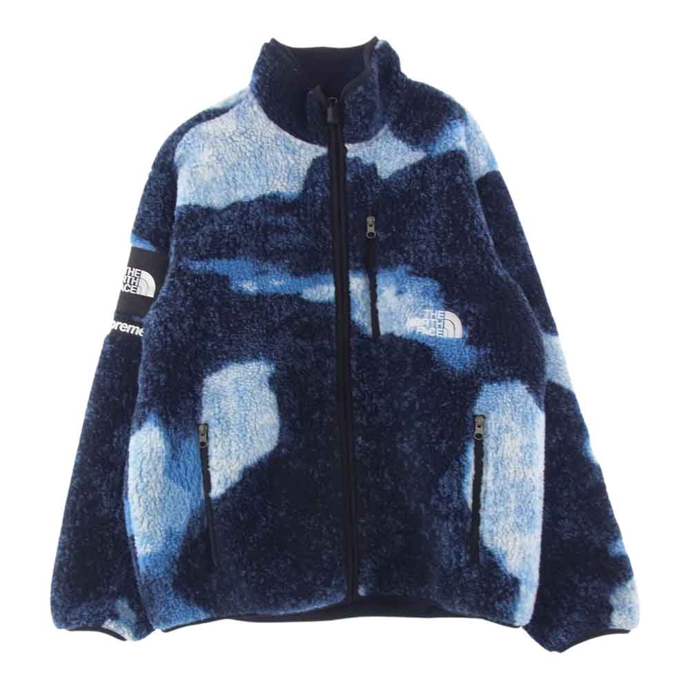 Supreme シュプリーム 21AW NA521001 × The North Face Bleached Denim Print Fleece Jacket Indigo ノースフェイス フリース ジャケット ブルー系 M【美品】【中古】