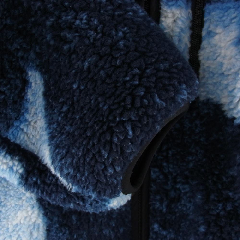 Supreme シュプリーム 21AW NA521001 × The North Face Bleached Denim Print Fleece Jacket Indigo ノースフェイス フリース ジャケット ブルー系 M【美品】【中古】
