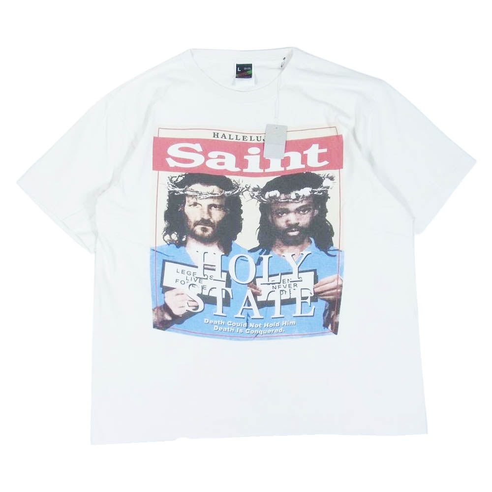 セントマイケル 22SS SM-S22-0000-062 DENIM TEARS HOODIE SS TEE HOLY STATE ホーリーステイト 半袖 Tシャツ オフホワイト系 L【新古品】【未使用】【中古】