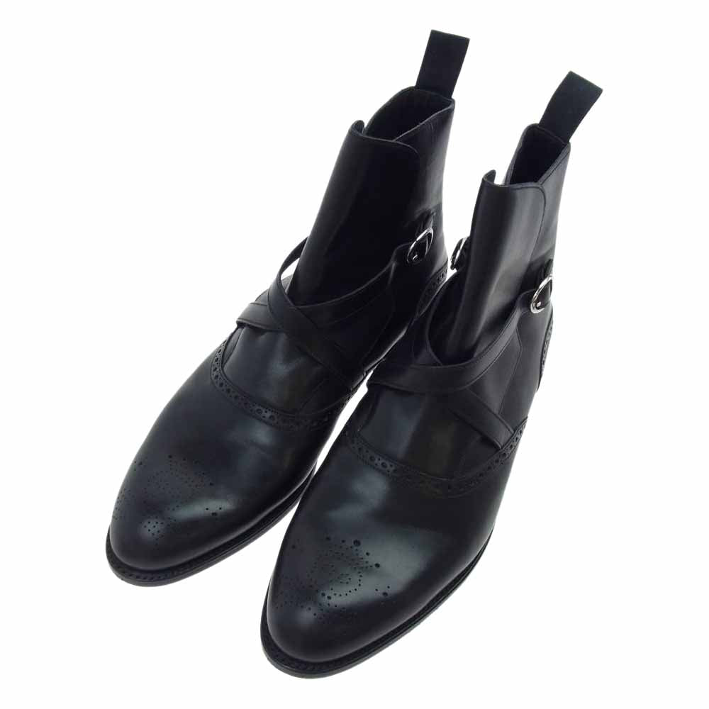 バーカー BLACK 英国製 スカルメダリオン レザー ベルト ブーツ ブラック系 UK8【中古】