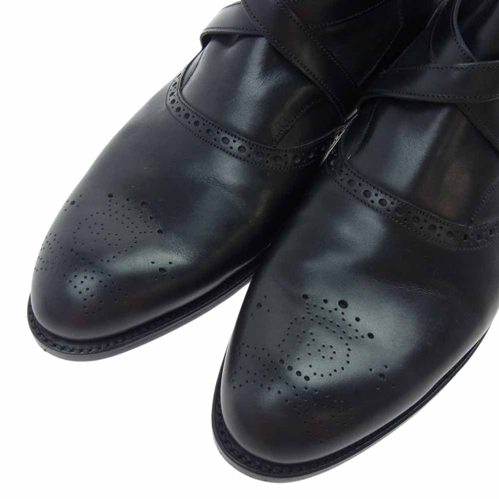 バーカー BLACK 英国製 スカルメダリオン レザー ベルト ブーツ ブラック系 UK8【中古】