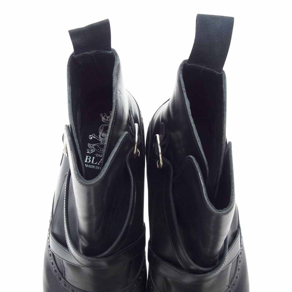 バーカー BLACK 英国製 スカルメダリオン レザー ベルト ブーツ ブラック系 UK8【中古】
