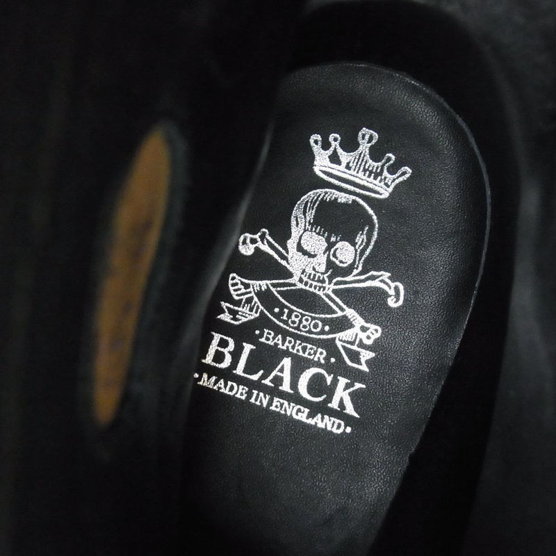 バーカー BLACK 英国製 スカルメダリオン レザー ベルト ブーツ ブラック系 UK8【中古】