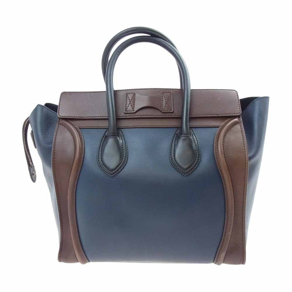 CELINE セリーヌ ラゲージ ミニショッパー レザー トート バッグ ネイビー系 ブラウン系 ブラック系【中古】