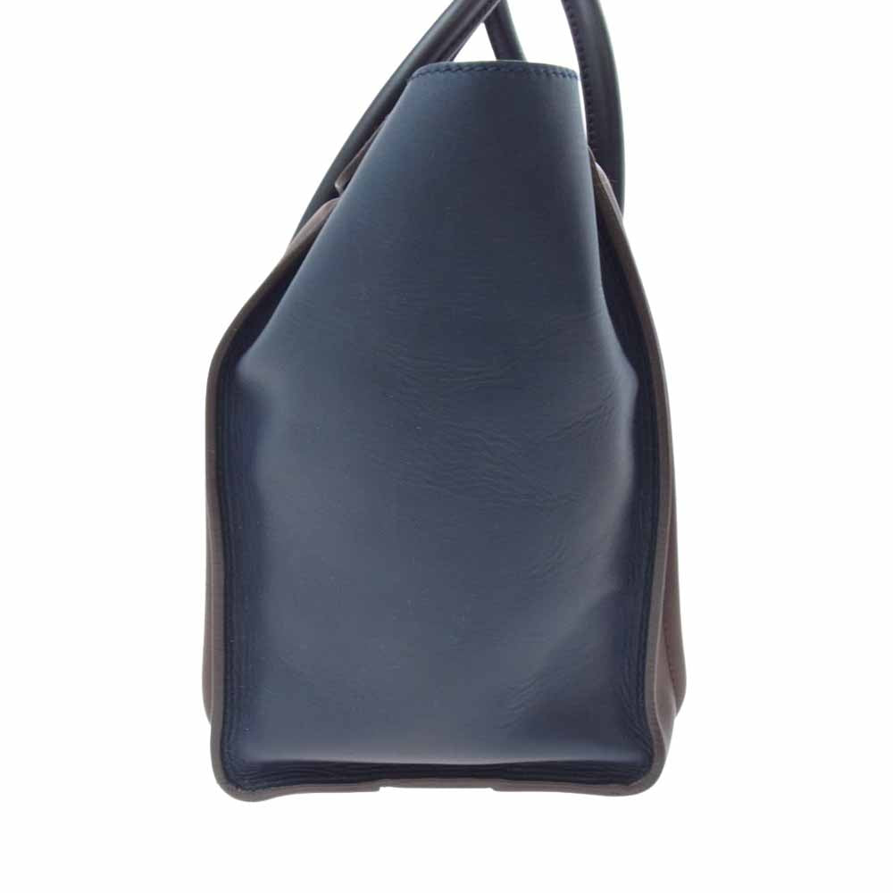 CELINE セリーヌ ラゲージ ミニショッパー レザー トート バッグ ネイビー系 ブラウン系 ブラック系【中古】