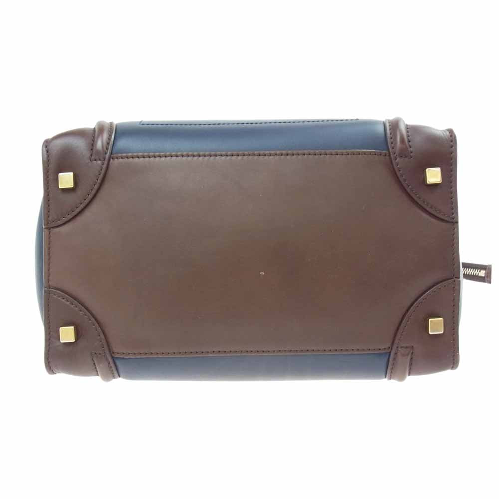CELINE セリーヌ ラゲージ ミニショッパー レザー トート バッグ ネイビー系 ブラウン系 ブラック系【中古】