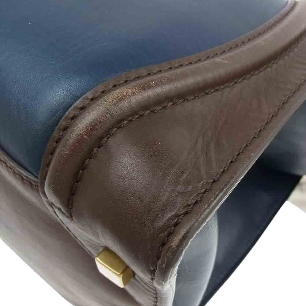 CELINE セリーヌ ラゲージ ミニショッパー レザー トート バッグ ネイビー系 ブラウン系 ブラック系【中古】