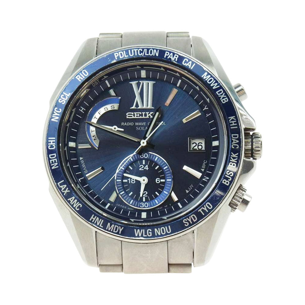 SEIKO セイコー BRIGHTZ SAGA095 ブライツ ソーラー電波時計 ワールドタイム シルバー系【中古】