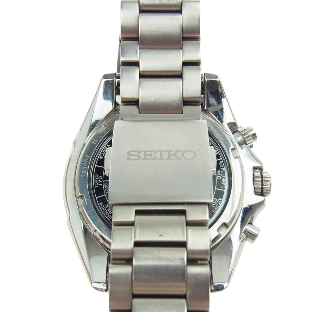 SEIKO セイコー BRIGHTZ SAGA095 ブライツ ソーラー電波時計 ワールドタイム シルバー系【中古】