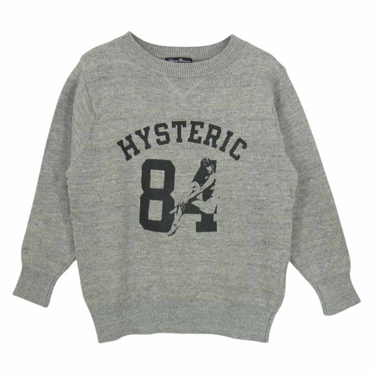 HYSTERIC GLAMOUR ヒステリックグラマー 0161NS06 プレミアムフランダースリネン ガール ナンバリング ニット グレー系 FREE【中古】