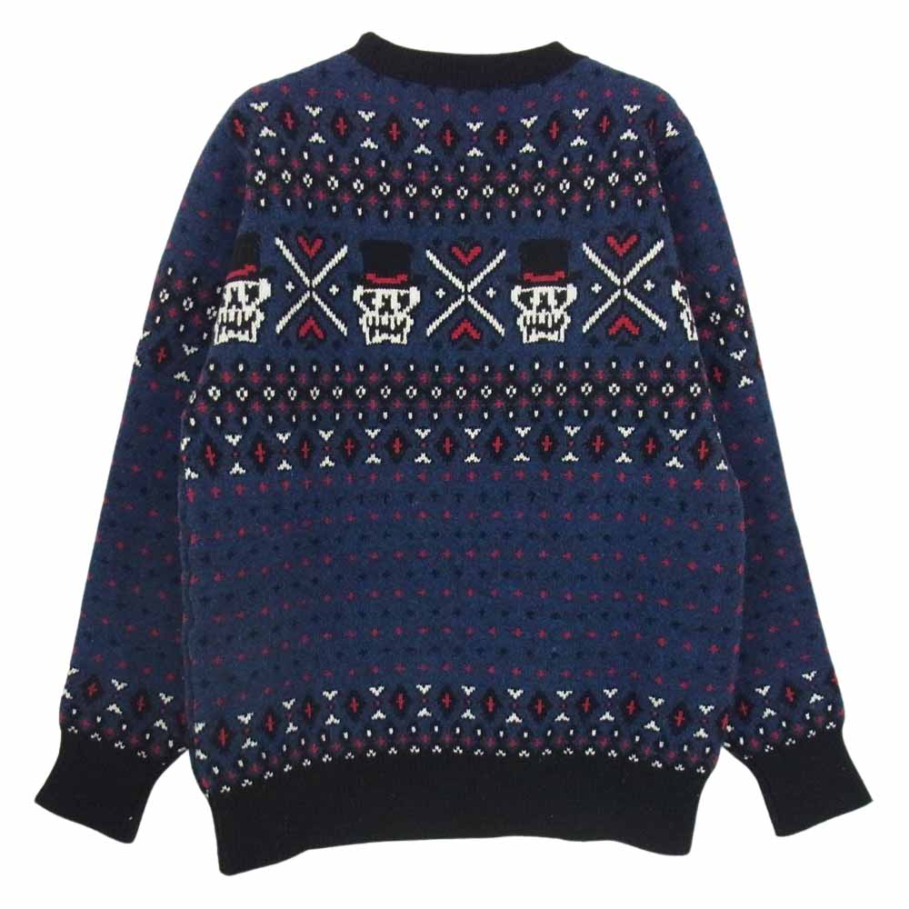 HYSTERIC GLAMOUR ヒステリックグラマー 02173NS13 SKULL FAIR ISLE  スカル フェアアイル ジャカード ニット セーター ブルー系 S【中古】