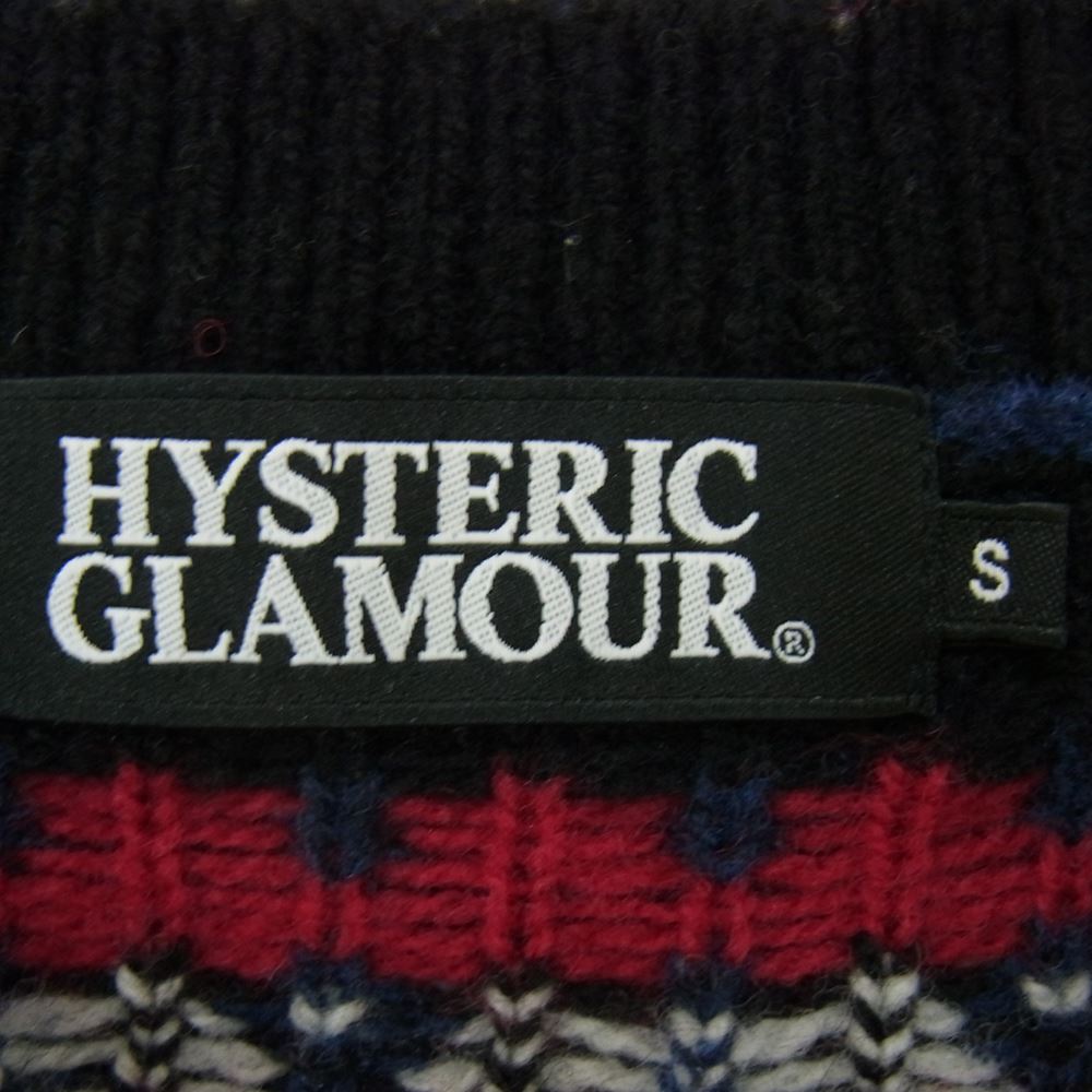 HYSTERIC GLAMOUR ヒステリックグラマー 02173NS13 SKULL FAIR ISLE  スカル フェアアイル ジャカード ニット セーター ブルー系 S【中古】