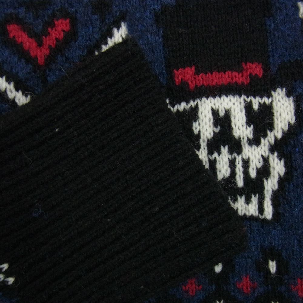 HYSTERIC GLAMOUR ヒステリックグラマー 02173NS13 SKULL FAIR ISLE  スカル フェアアイル ジャカード ニット セーター ブルー系 S【中古】