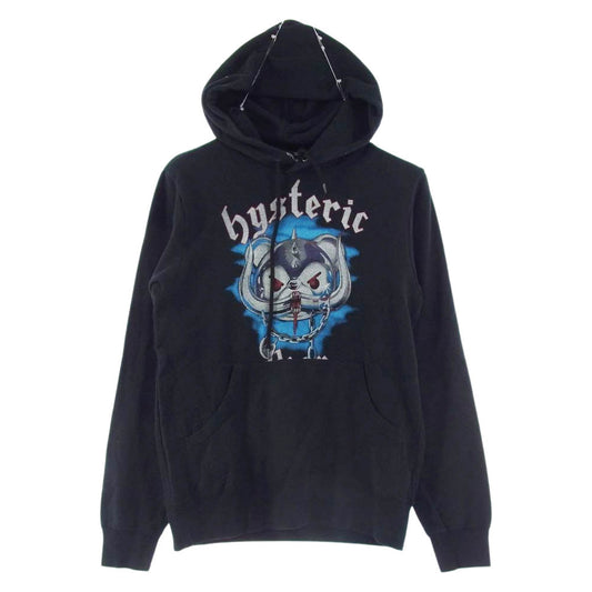 HYSTERIC GLAMOUR ヒステリックグラマー 0263CF20  BEAR HEAD2 ベア ヘッド スウェット パーカー ブラック系 ブルー系 S【中古】
