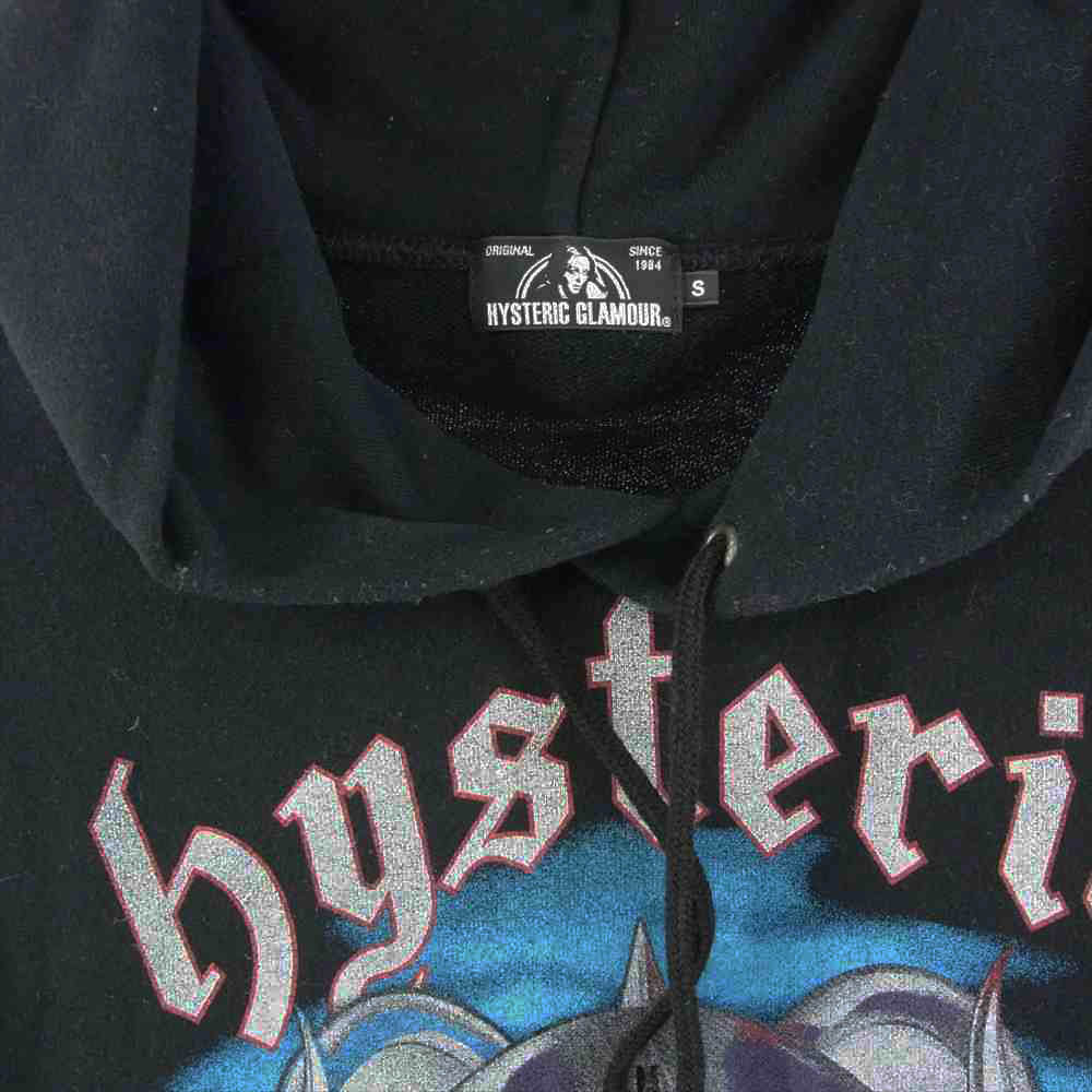HYSTERIC GLAMOUR ヒステリックグラマー 0263CF20  BEAR HEAD2 ベア ヘッド スウェット パーカー ブラック系 ブルー系 S【中古】