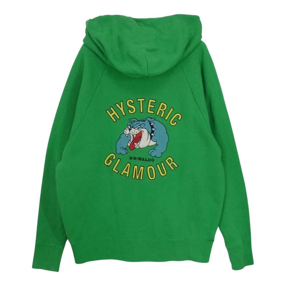 HYSTERIC GLAMOUR ヒステリックグラマー 01183CF03 BB WALDO 刺繍 ビッグ ジップ パーカー グリーン系 FREE【中古】