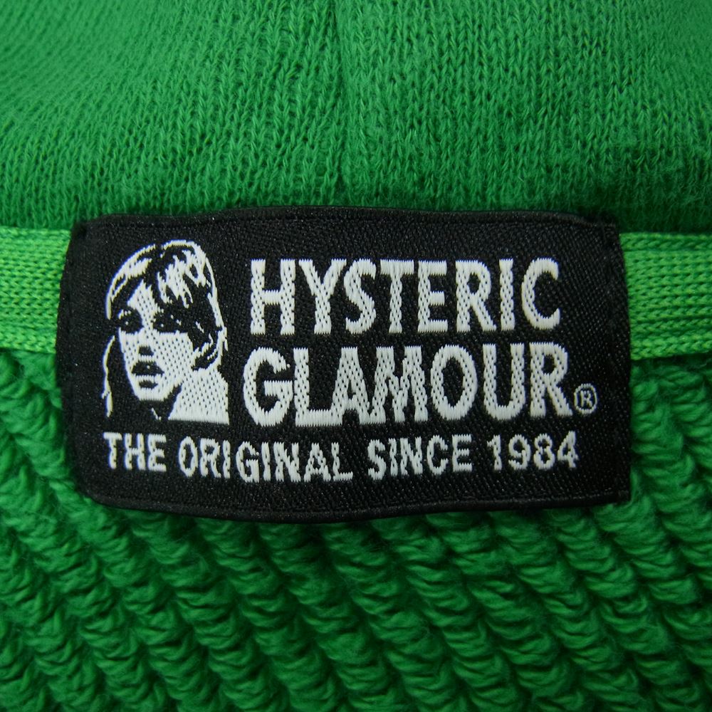HYSTERIC GLAMOUR ヒステリックグラマー 01183CF03 BB WALDO 刺繍 ビッグ ジップ パーカー グリーン系 FREE【中古】