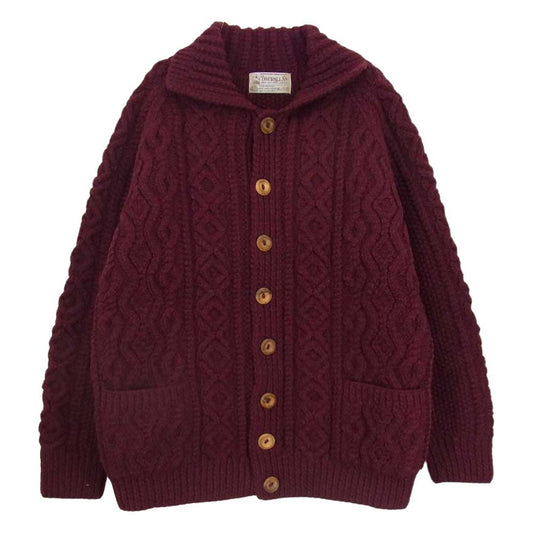 INVERALLAN インバーアラン 3A Lumber cardigan Knit Cardigan アラン ハンドニット 襟付き カーディガン エンジ ワインレッド系【中古】