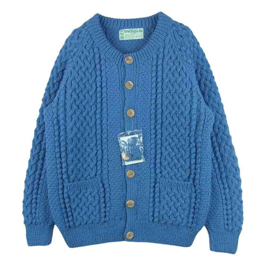 INVERALLAN インバーアラン 4A Golfer Knit Cardigan 襟なし クルー ニット カーディガン ライトブルー系 Smoke 42【中古】