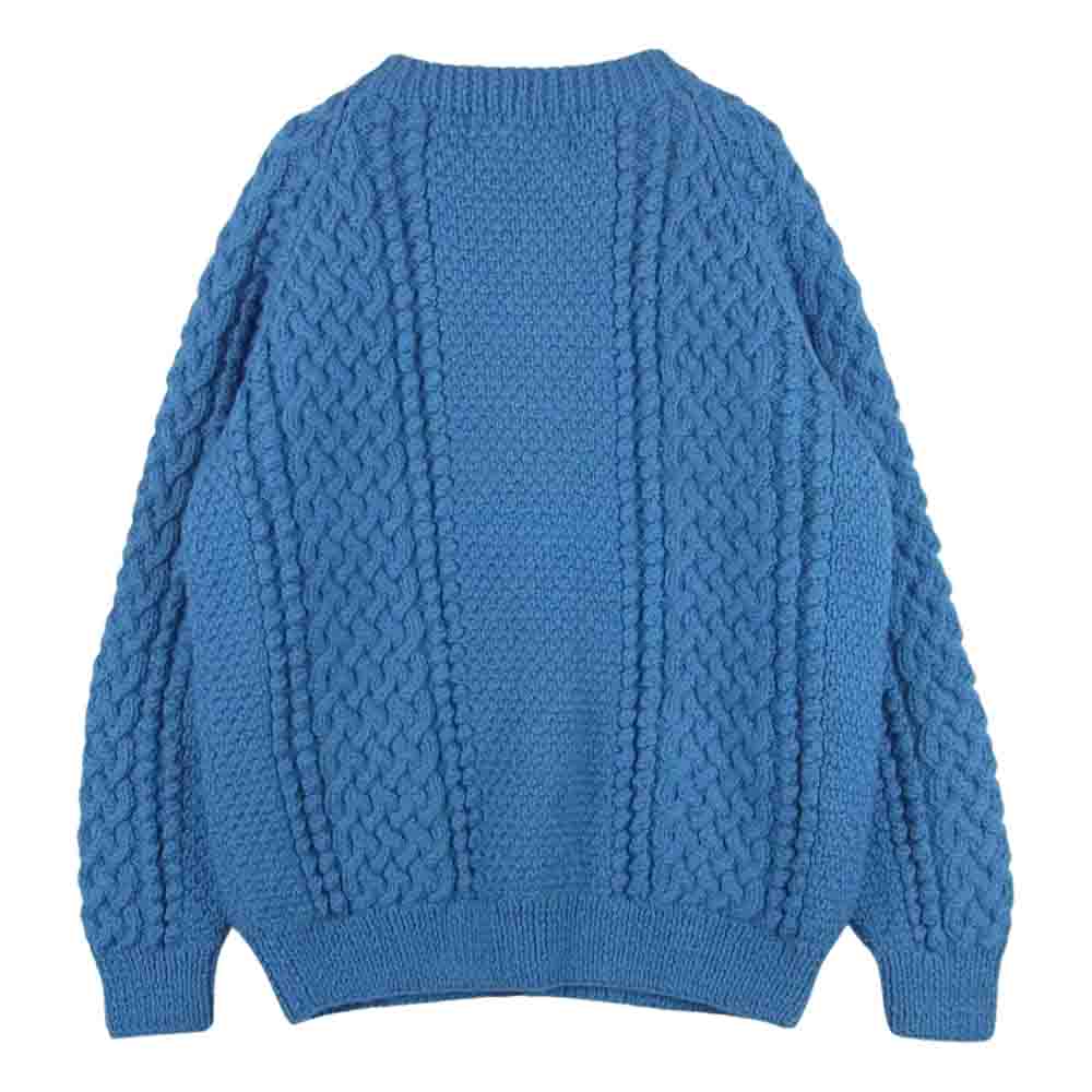 INVERALLAN インバーアラン 4A Golfer Knit Cardigan 襟なし クルー ニット カーディガン ライトブルー系 Smoke 42【中古】