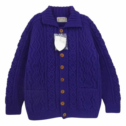 INVERALLAN インバーアラン 3A Lumber cardigan Knit Cardigan アラン ハンドニット 襟付き カーディガン パープル パープル系【中古】