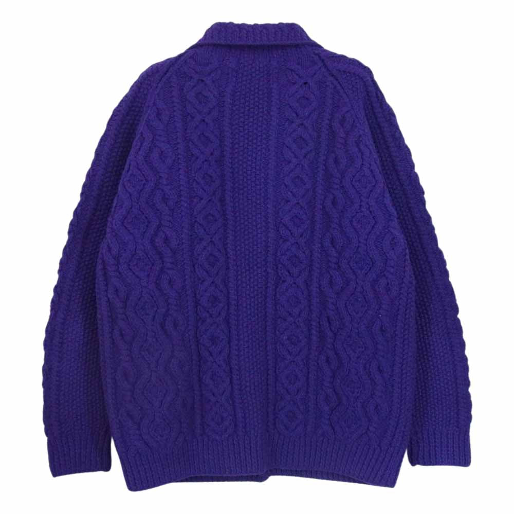 INVERALLAN インバーアラン 3A Lumber cardigan Knit Cardigan アラン ハンドニット 襟付き カーディガン パープル パープル系【中古】