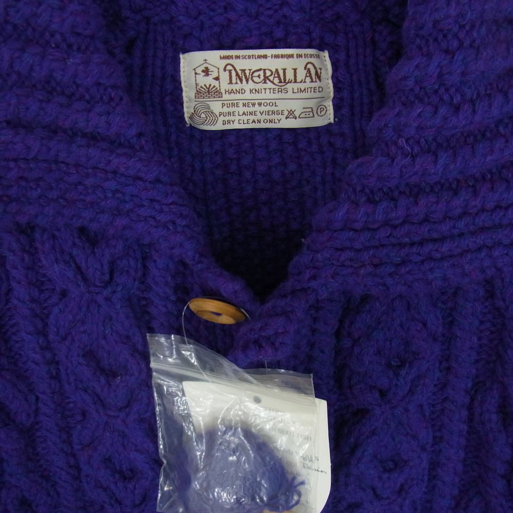 INVERALLAN インバーアラン 3A Lumber cardigan Knit Cardigan アラン ハンドニット 襟付き カーディガン パープル パープル系【中古】
