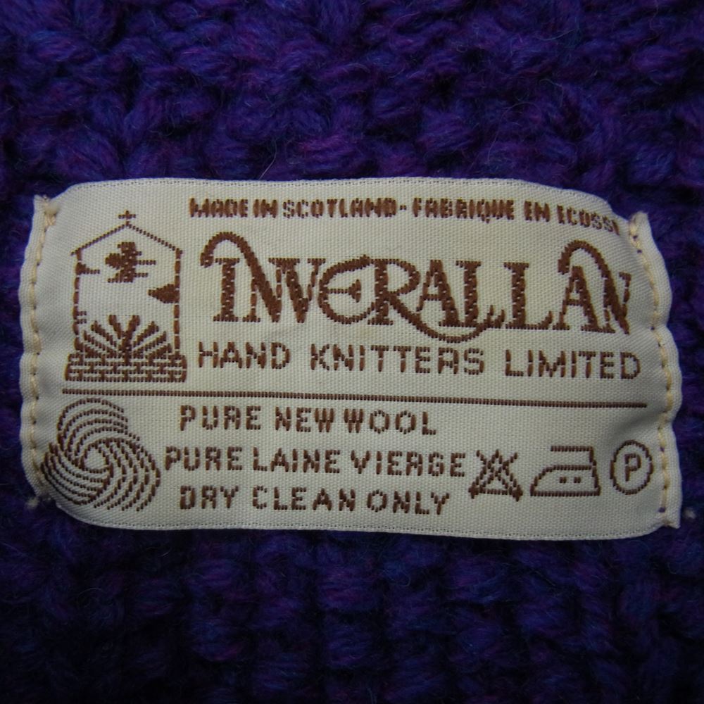 INVERALLAN インバーアラン 3A Lumber cardigan Knit Cardigan アラン ハンドニット 襟付き カーディガン パープル パープル系【中古】