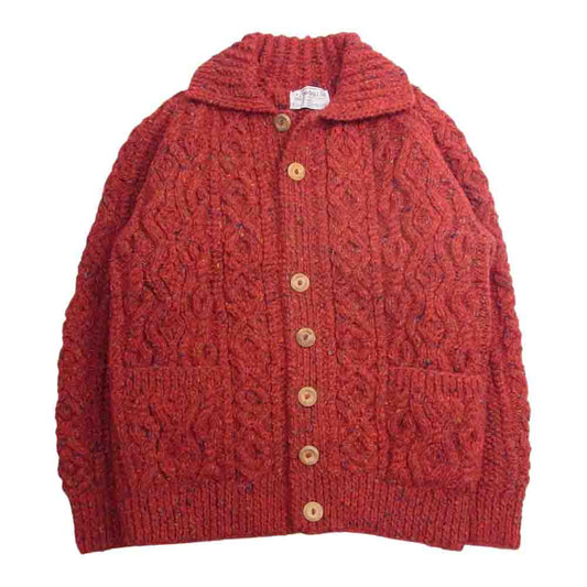 INVERALLAN インバーアラン 3A Lumber cardigan Knit Cardigan アラン ハンドニット 襟付き 長袖カーディガン RED MIX レッド系 40【美品】【中古】
