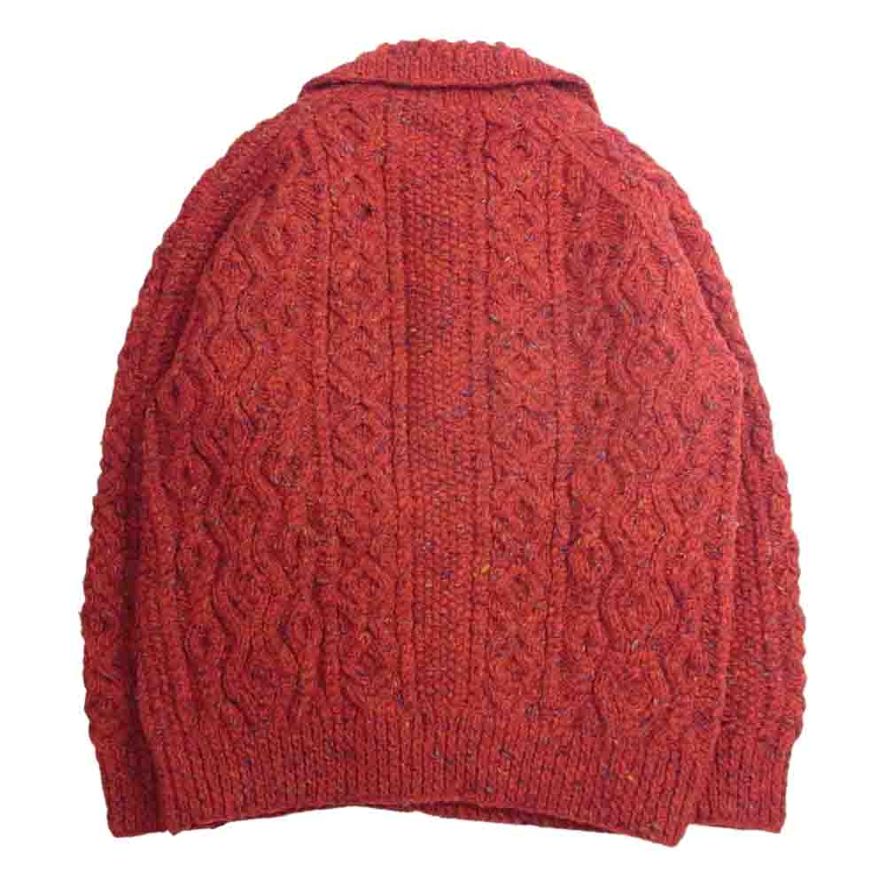 INVERALLAN インバーアラン 3A Lumber cardigan Knit Cardigan アラン ハンドニット 襟付き 長袖カーディガン RED MIX レッド系 40【美品】【中古】