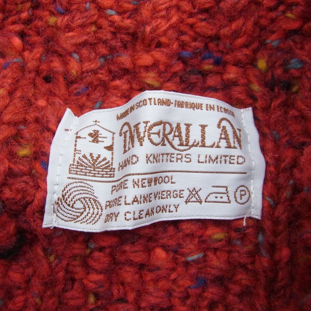 INVERALLAN インバーアラン 3A Lumber cardigan Knit Cardigan アラン ハンドニット 襟付き 長袖カーディガン RED MIX レッド系 40【美品】【中古】