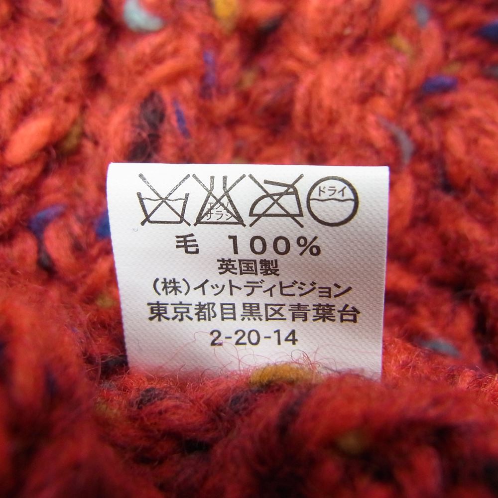 INVERALLAN インバーアラン 3A Lumber cardigan Knit Cardigan アラン ハンドニット 襟付き 長袖カーディガン RED MIX レッド系 40【美品】【中古】