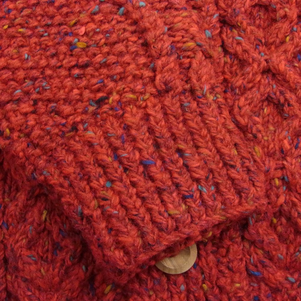 INVERALLAN インバーアラン 3A Lumber cardigan Knit Cardigan アラン ハンドニット 襟付き 長袖カーディガン RED MIX レッド系 40【美品】【中古】