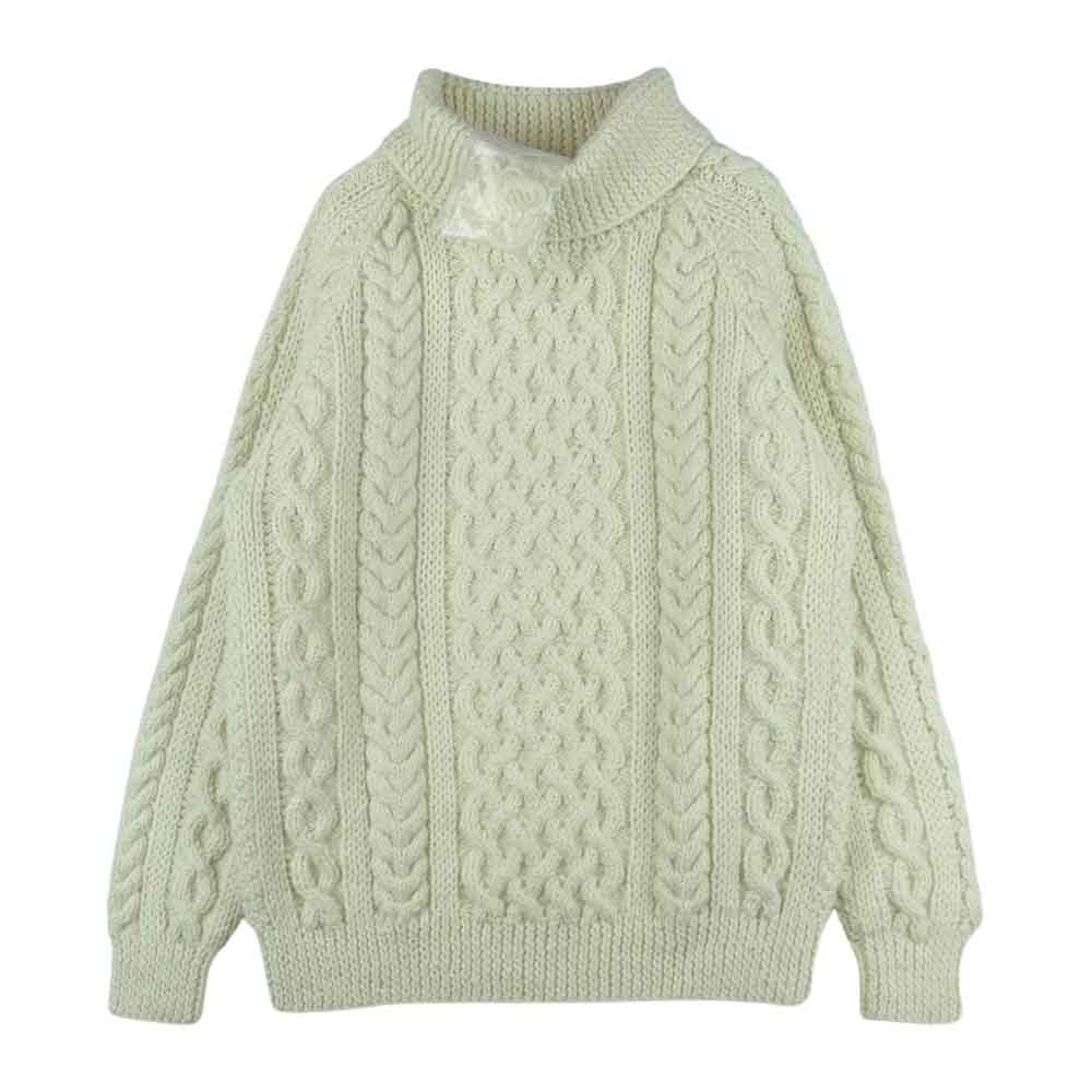 INVERALLAN インバーアラン 1A ROLL タートルネック アランセーター ハンド ニット オフホワイト系【中古】