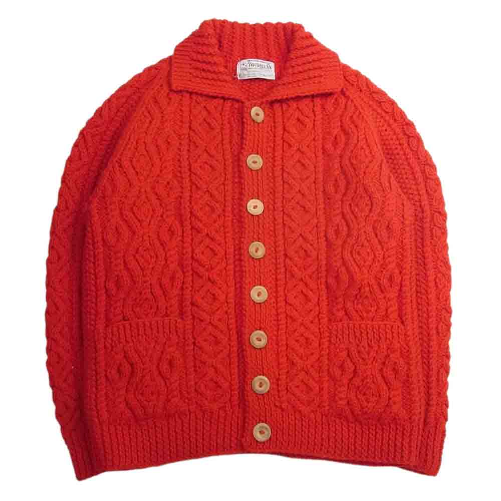 INVERALLAN インバーアラン 3A Lumber cardigan Knit Cardigan アラン ハンドニット 襟付き カーディガン RED レッド系 40【極上美品】【中古】
