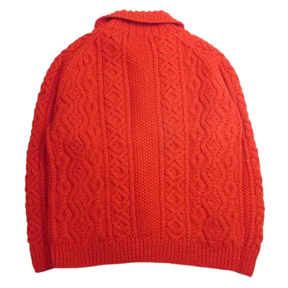 INVERALLAN インバーアラン 3A Lumber cardigan Knit Cardigan アラン ハンドニット 襟付き カーディガン RED レッド系 40【極上美品】【中古】